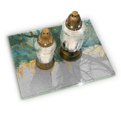 Piastra in vetro per candele tombali con decorazione astratta con dettagli dorati