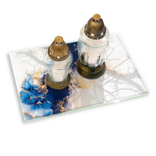 Piastra in vetro per candele tombali con motivo astratto blu