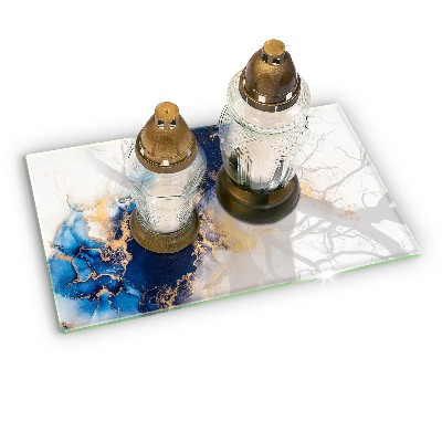 Piastra in vetro per candele tombali con motivo astratto blu