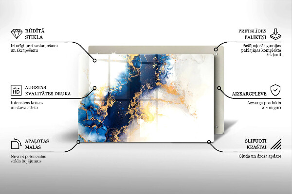 Piastra in vetro per candele tombali con motivo astratto blu