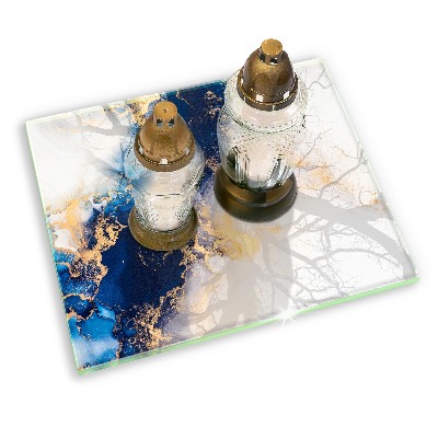 Piastra in vetro per candele tombali con motivo astratto blu