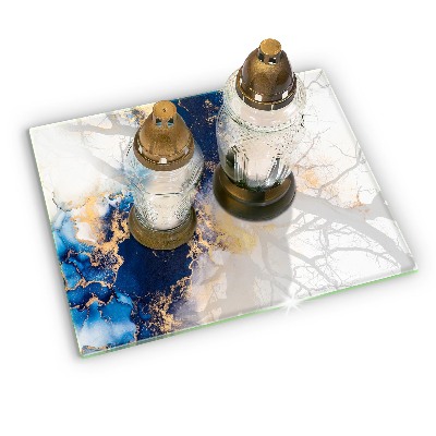 Piastra in vetro per candele tombali con motivo astratto blu