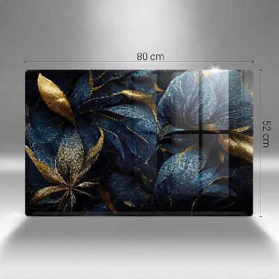 Piastra in vetro per candele tombali con motivo di foglie e dettagli dorati