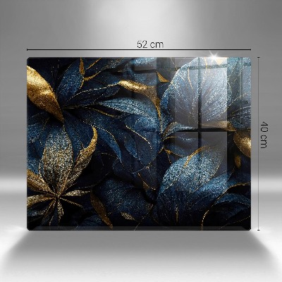 Piastra in vetro per candele tombali con motivo di foglie e dettagli dorati