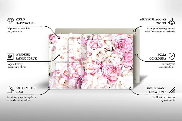 Piastra in vetro per candele tombali con motivo a mazzo di peonie