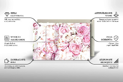 Piastra in vetro per candele tombali con motivo a mazzo di peonie