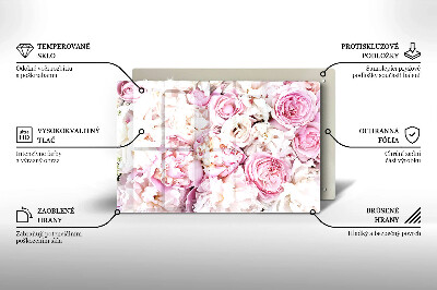 Piastra in vetro per candele tombali con motivo a mazzo di peonie