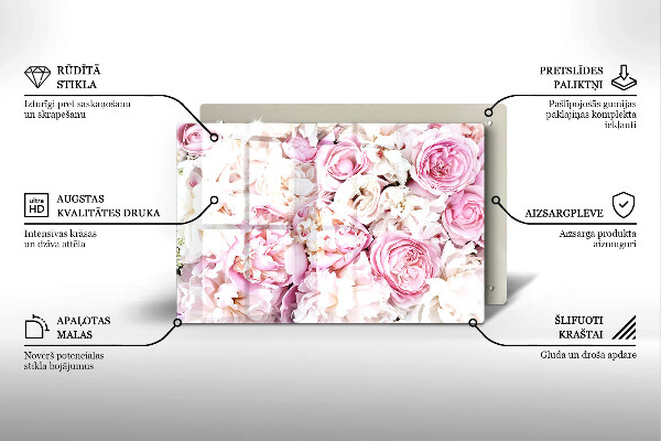 Piastra in vetro per candele tombali con motivo a mazzo di peonie