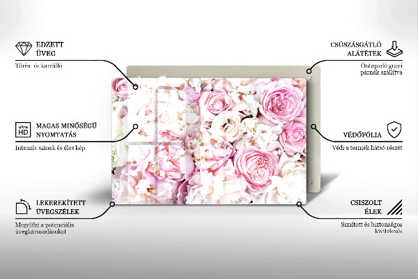 Piastra in vetro per candele tombali con motivo a mazzo di peonie