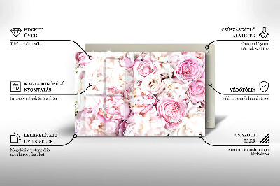 Piastra in vetro per candele tombali con motivo a mazzo di peonie