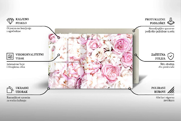 Piastra in vetro per candele tombali con motivo a mazzo di peonie