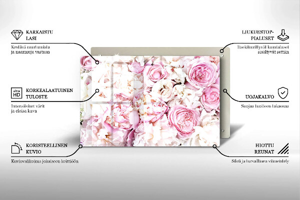 Piastra in vetro per candele tombali con motivo a mazzo di peonie