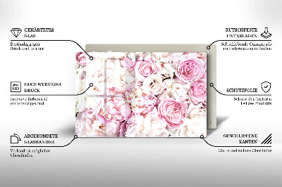 Piastra in vetro per candele tombali con motivo a mazzo di peonie