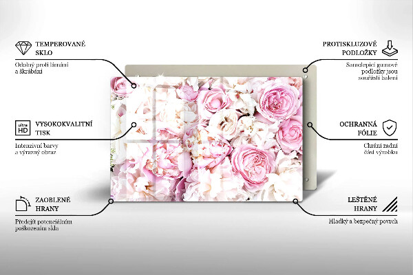 Piastra in vetro per candele tombali con motivo a mazzo di peonie