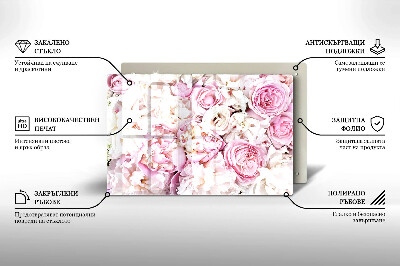 Piastra in vetro per candele tombali con motivo a mazzo di peonie