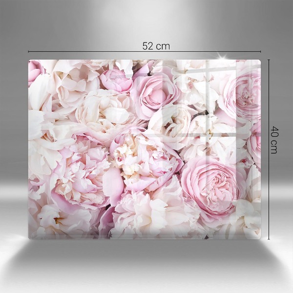 Piastra in vetro per candele tombali con motivo a mazzo di peonie