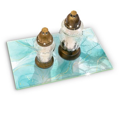 Piatto per candele con decoro astratto blu e dorato