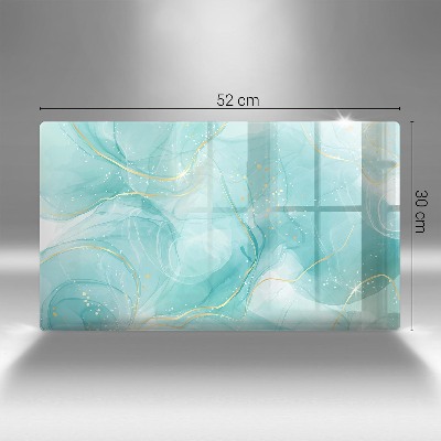 Piatto per candele con decoro astratto blu e dorato