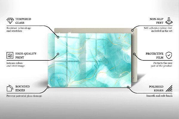 Piatto per candele con decoro astratto blu e dorato