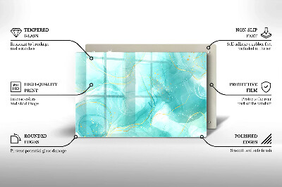 Piatto per candele con decoro astratto blu e dorato