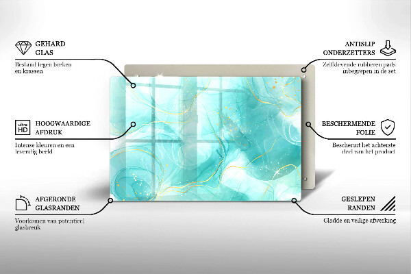 Piatto per candele con decoro astratto blu e dorato