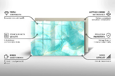 Piatto per candele con decoro astratto blu e dorato