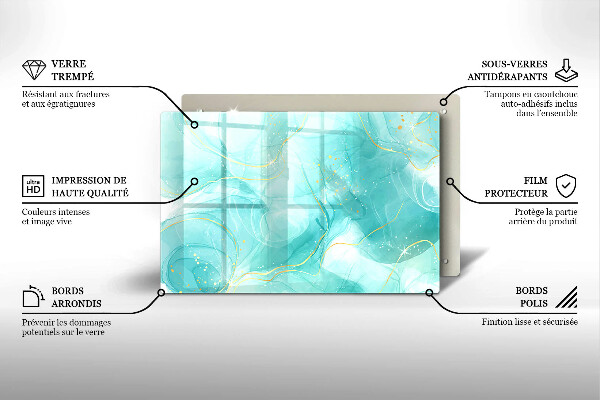 Piatto per candele con decoro astratto blu e dorato