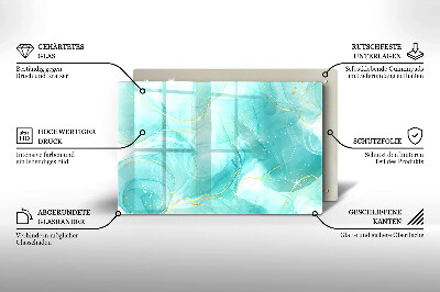 Piatto per candele con decoro astratto blu e dorato