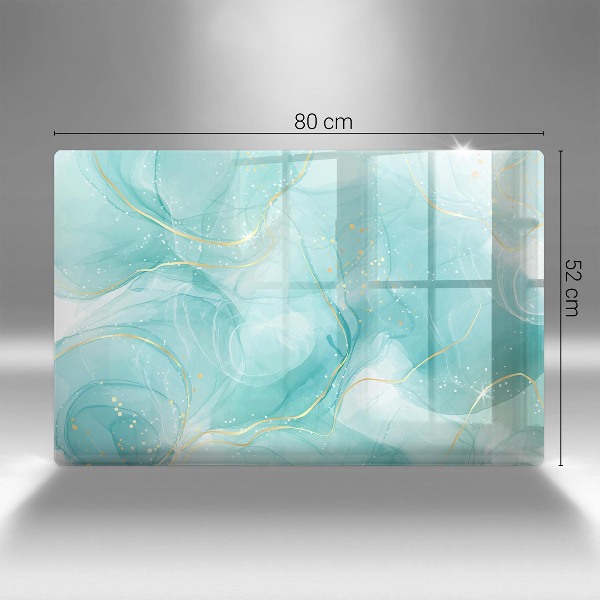 Piatto per candele con decoro astratto blu e dorato