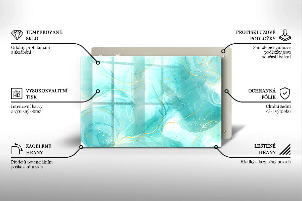 Piatto per candele con decoro astratto blu e dorato