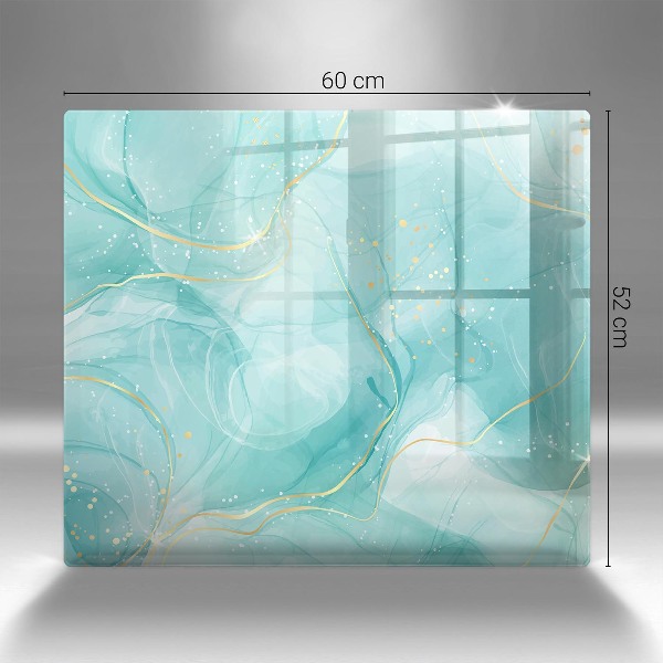 Piatto per candele con decoro astratto blu e dorato