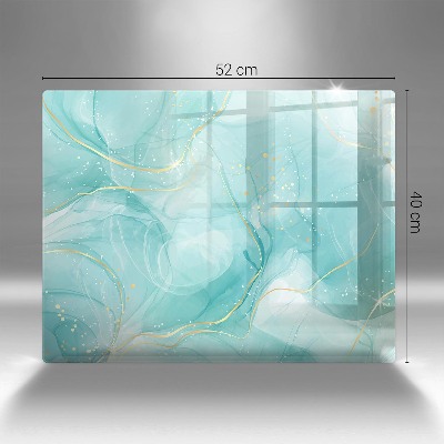 Piatto per candele con decoro astratto blu e dorato