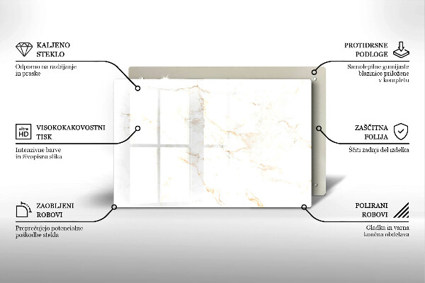 Piastra in vetro per candele tombali con motivo in elegante marmo