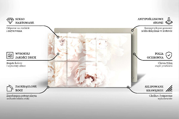 Piatto per candele con motivo di peonie in tonalità pastello