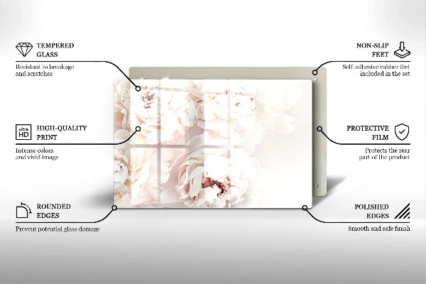 Piatto per candele con motivo di peonie in tonalità pastello