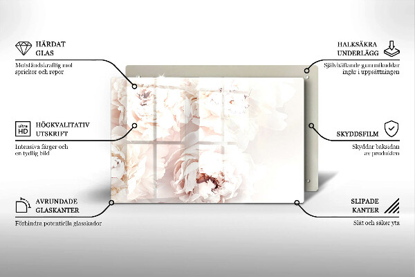 Piatto per candele con motivo di peonie in tonalità pastello