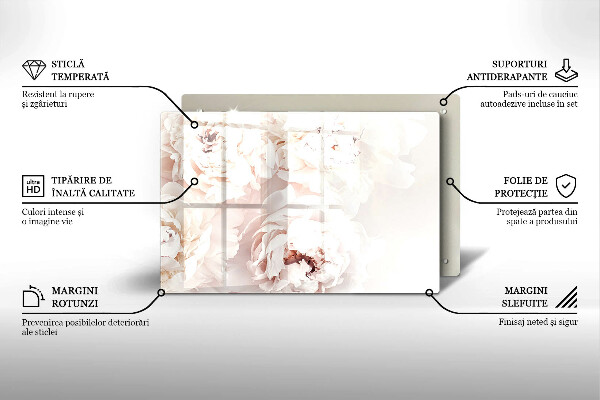 Piatto per candele con motivo di peonie in tonalità pastello