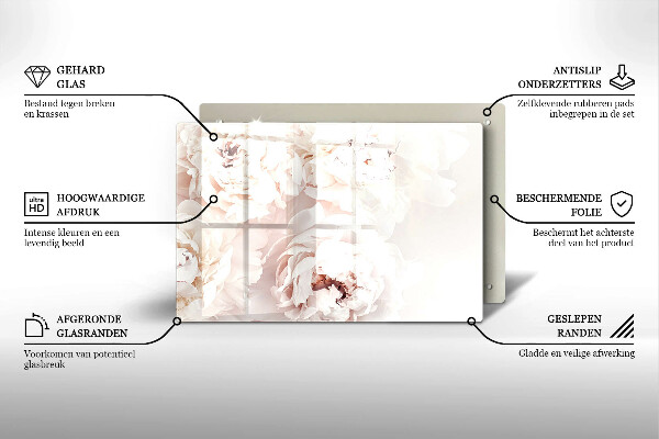 Piatto per candele con motivo di peonie in tonalità pastello