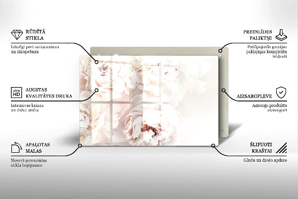 Piatto per candele con motivo di peonie in tonalità pastello