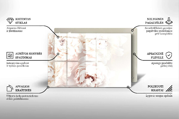 Piatto per candele con motivo di peonie in tonalità pastello