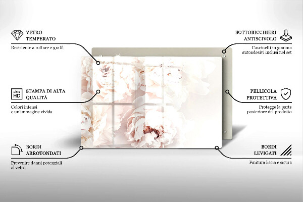 Piatto per candele con motivo di peonie in tonalità pastello
