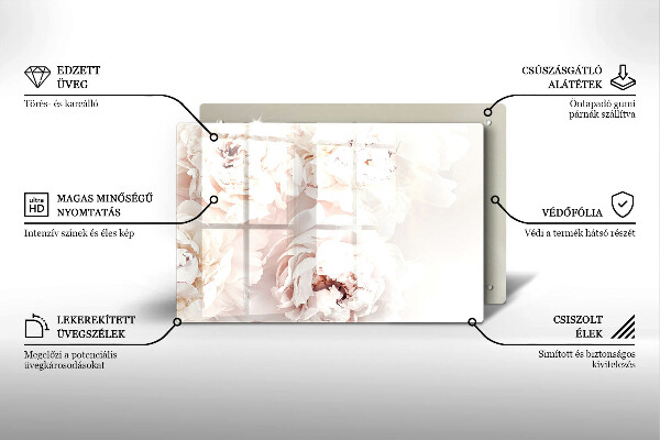 Piatto per candele con motivo di peonie in tonalità pastello