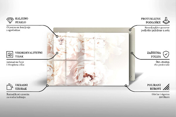 Piatto per candele con motivo di peonie in tonalità pastello