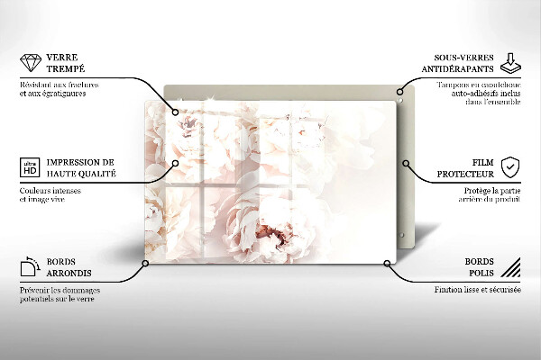 Piatto per candele con motivo di peonie in tonalità pastello