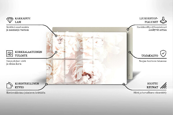 Piatto per candele con motivo di peonie in tonalità pastello
