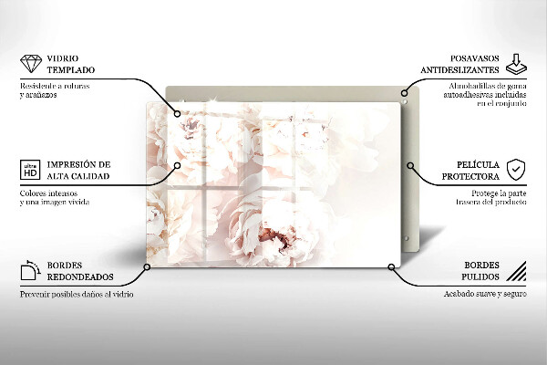 Piatto per candele con motivo di peonie in tonalità pastello