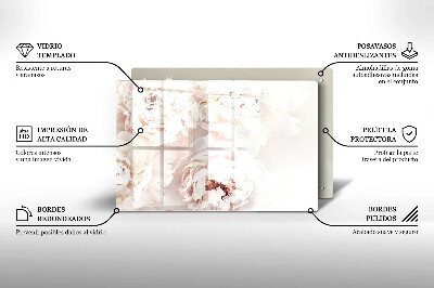 Piatto per candele con motivo di peonie in tonalità pastello