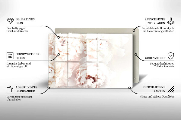 Piatto per candele con motivo di peonie in tonalità pastello