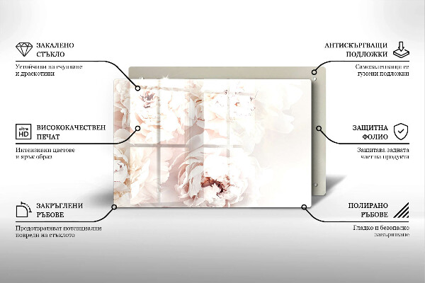 Piatto per candele con motivo di peonie in tonalità pastello