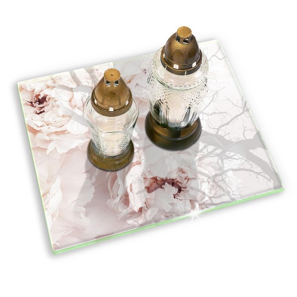 Piatto per candele con motivo di peonie in tonalità pastello